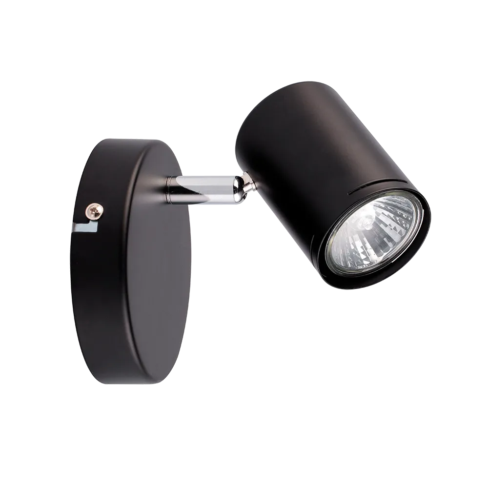 [U1031] APLIQUE HAFDIS 1L GU10 NEGRO C/CROMO - MARKAS - 65113