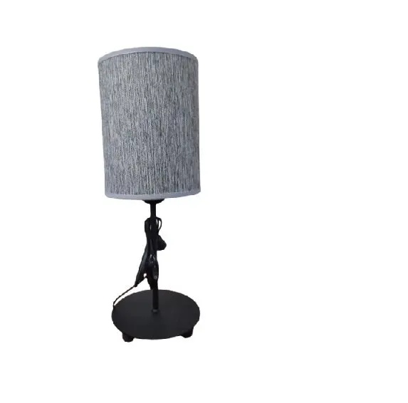 VELADOR BASE REDONDO NEGRO BARRAL 20CM PANTALLA GRIS - SAN JUSTO - 64831