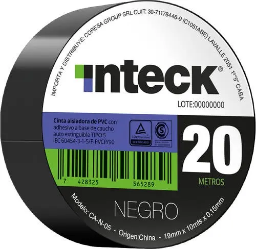 CINTA AISLADORA INTECK PVC NEGRO 20M - MACROLED - 68457