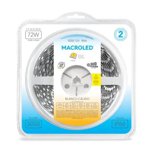 [WW-B300-FW12-IP66] TIRA LED 5050 IP66 LC 12VCC 72W - MACROLED - 62639