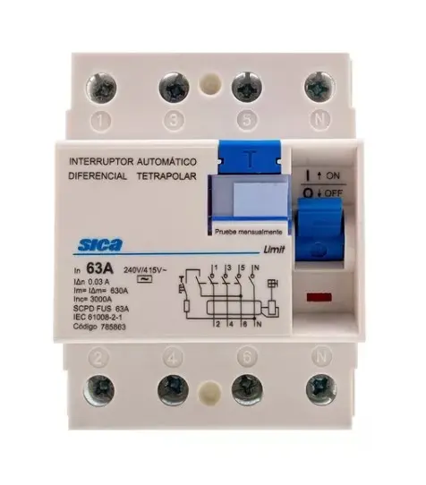 INTERRUPTOR DIFERENCIAL 4P 63A 30MA AC - SICA - 01811