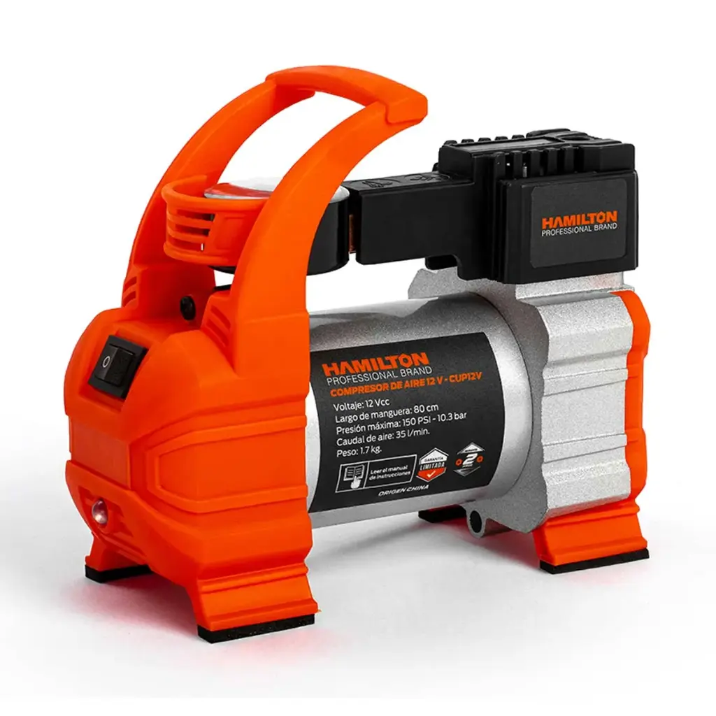 COMPRESOR DE AIRE 12V PARA AUTOMOTORES UNICABLE - HAMILTON - 71039