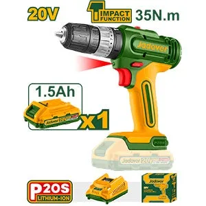 [JDCDP521-4] TALADRO DE IMAPCTO INALÁMBRICO CON PERCUTOR 1500 RPM 20V - INCLUYE CARGADOR - JADEVER -