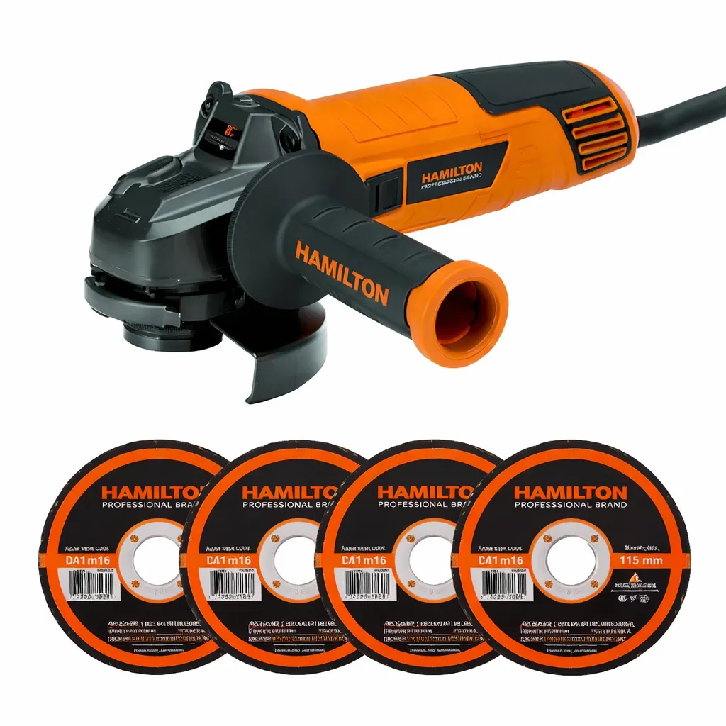 COMBO AMOLADORA ANGULAR 115MM 850W + 4 DISCOS DE CORTE - HAMILTON