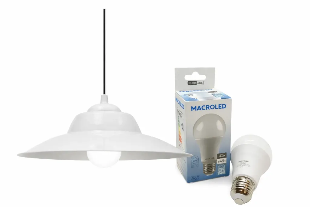 COMBO COLGANTE DE CHAPA BLANCO + BULBO 15W 4500K -