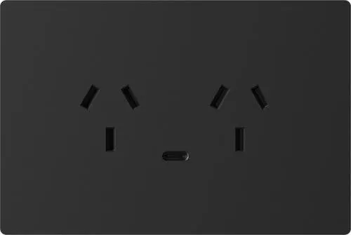 [M-2TC-1USB-C-N] TOMACORRIENTE DOBLE + USB C MILAN NEGRO - MACROLED -