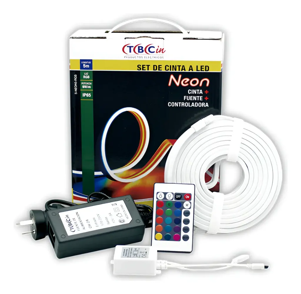 CINTA NEON 5MTS RGB CON FUENTE Y CONTROLADOR - SASSIN