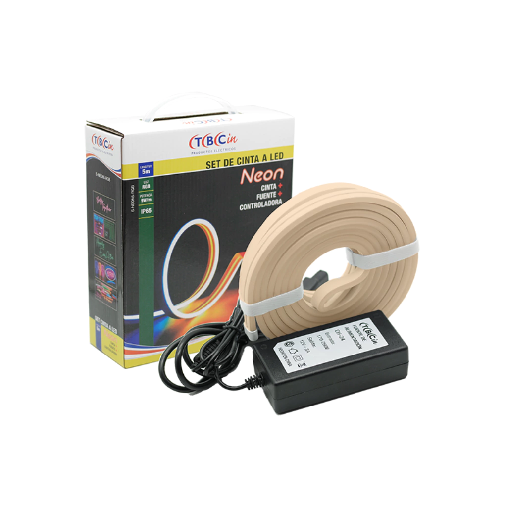 CINTA NEON 5MTS CALIDO CON FUENTE  - SASSIN